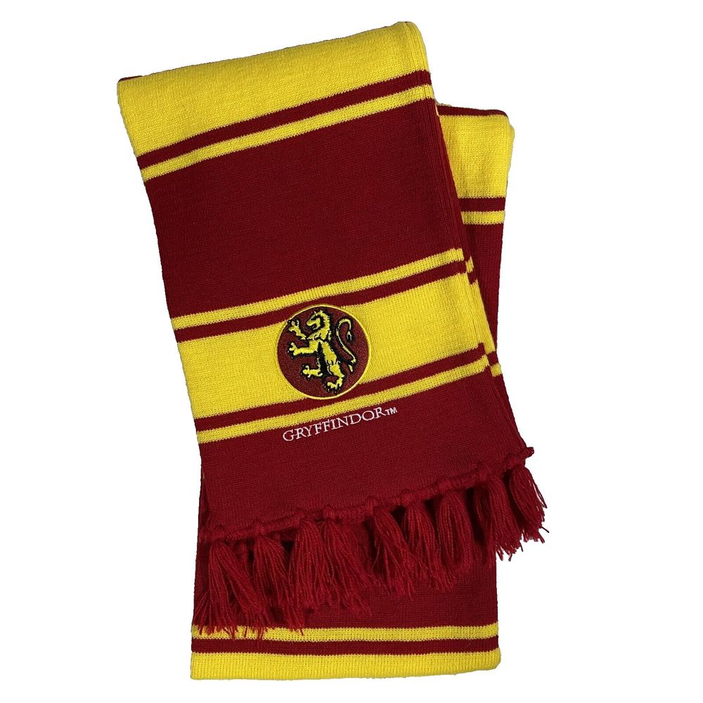 Harry Potter Scarf Adult Red Yellow Wizarding World Embroidered Gryffindor Lion